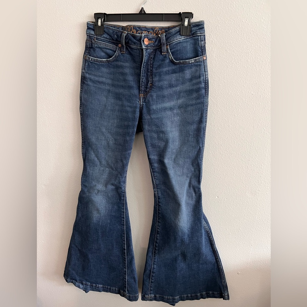 Wrangler Retro Green Jean High Rise Trumpet Flare Paige Jeans 27x32